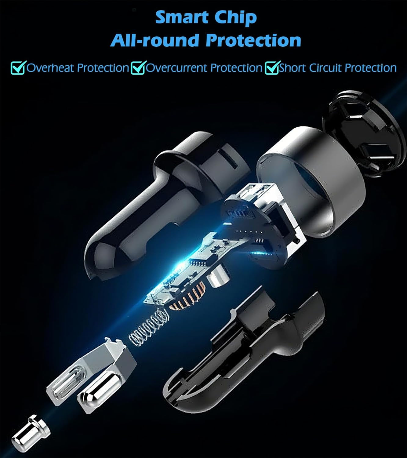 2 USB Car Charger,12V/24V Voltage Meter, Output 4.8A, Cigarette Lighter Plug Adapter Compatible with Iphone,Ipad, Samsung, USB Charging Devices, Black